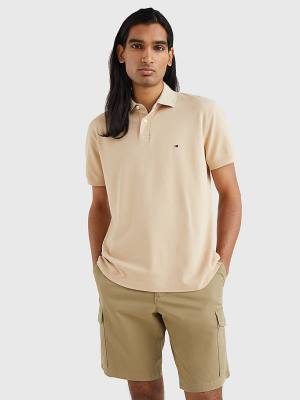 Beige Tommy Hilfiger 1985 Essential TH Flex Men's Polo Shirts | TH179DCH