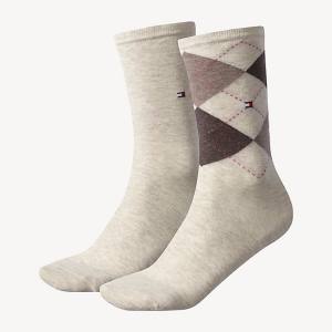 Beige Tommy Hilfiger 2-Pack Diamond Check Women's Socks | TH438OWP