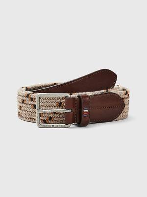 Beige Tommy Hilfiger Casual Leather Essential Elasticated Men's Belts | TH748XEY