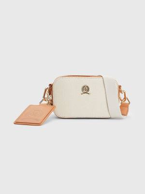 Beige Tommy Hilfiger Crest Canvas Small Camera Women's Bags | TH583XWU