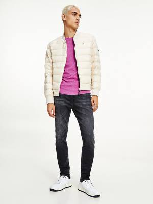 Beige Tommy Hilfiger Down Recycled Quilted Bomber Men's Jackets | TH268NKA