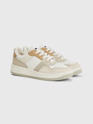 Beige Tommy Hilfiger Elevated Basket Cupsole Women's Sneakers | TH609NZR