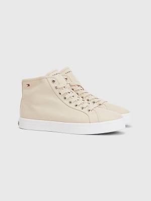 Beige Tommy Hilfiger Essential High-Top Women's Sneakers | TH061IXF