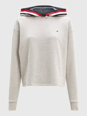 Beige Tommy Hilfiger Exclusive Cropped Women's Hoodie | TH508NXP