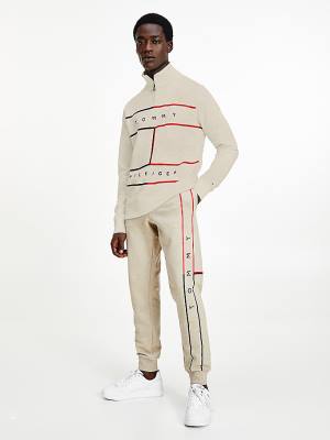 Beige Tommy Hilfiger Exclusive Mock Turtleneck Men's Sweatshirts | TH016XMG