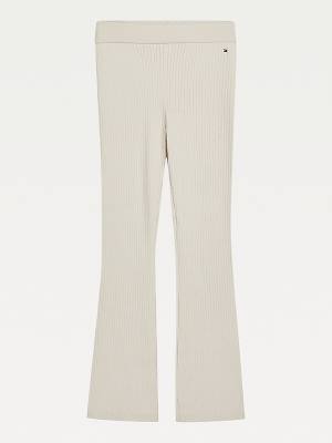 Beige Tommy Hilfiger Flared Rib-Knit Girls' Pants | TH896NAP