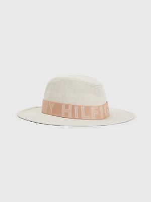 Beige Tommy Hilfiger Iconic Linen Fedora Women's Hats | TH568HFC