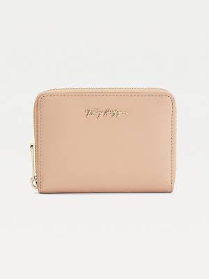 Beige Tommy Hilfiger Iconic Zip-Around Medium Women's Wallets | TH298WCO