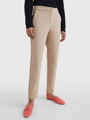 Beige Tommy Hilfiger Michelle Textured Tapered Women's Pants | TH895XIO