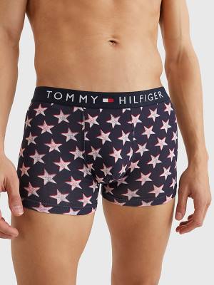 Beige Tommy Hilfiger Original All-Over Print Trunks Men's Underwear | TH258DTA