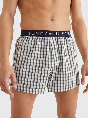 Beige Tommy Hilfiger Original Logo Waistband Print Boxer Shorts Men's Underwear | TH803LKM