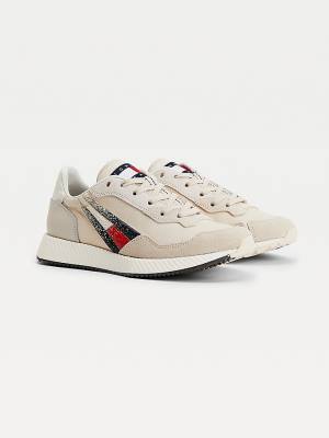 Beige Tommy Hilfiger Ripstop Flag Cleat Women's Sneakers | TH321IRC