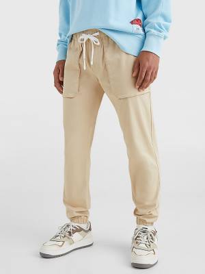 Beige Tommy Hilfiger Scanton Elasticated Cuff Joggers Men's Pants | TH069GNK