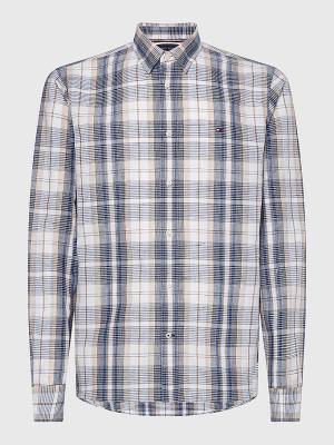 Beige Tommy Hilfiger Shaded Check Men's Shirts | TH861DFU