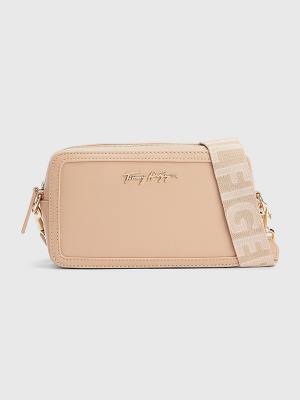 Beige Tommy Hilfiger Signature Logo Camera Women's Bags | TH284OZA