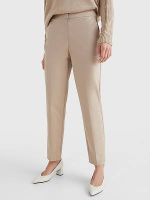 Beige Tommy Hilfiger Slim Ankle Women's Pants | TH829IJW