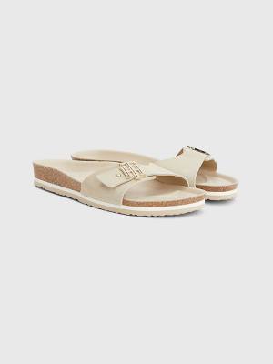 Beige Tommy Hilfiger Suede Cork Flat Women's Sandals | TH814EXW