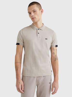 Beige Tommy Hilfiger TH Flex Tech Essentials Slim Men's Polo Shirts | TH647KSH