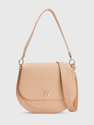 Beige Tommy Hilfiger TH Interlock Saddle Women's Bags | TH239WMA