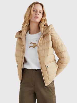 Beige Tommy Hilfiger TH Protect Hooded Padded Women's Jackets | TH369DHQ