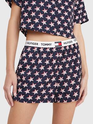 Beige Tommy Hilfiger Tommy 85 Star Print Logo Waistband Shorts Women's Pyjamas | TH821DTH