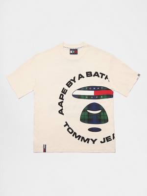 Beige Tommy Hilfiger Tommy X AAPE Men's T Shirts | TH489YNB