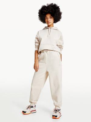 Beige Tommy Hilfiger Tonal Tommy Badge Joggers Women's Pants | TH386YKU