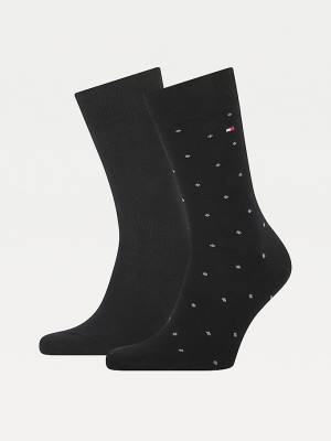 Black Tommy Hilfiger 2-Pack Dot Men's Socks | TH095CQW