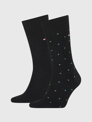 Black Tommy Hilfiger 2-Pack Dot Men's Socks | TH398CWR