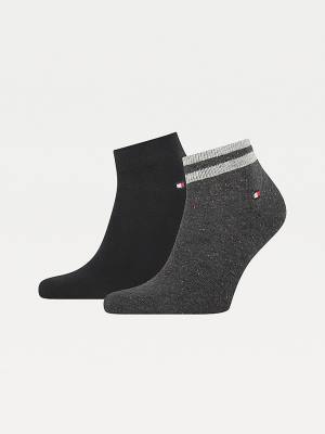 Black Tommy Hilfiger 2-Pack Neppy Ankle-Length Men's Socks | TH938CTY