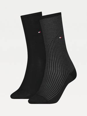 Black Tommy Hilfiger 2-Pack Ribbed Tencel Women's Socks | TH015SEO