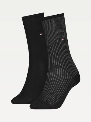 Black Tommy Hilfiger 2-Pack Ribbed Women's Socks | TH173XBT