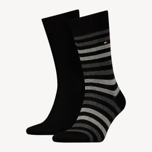 Black Tommy Hilfiger 2-Pack Stripe Men's Socks | TH694MNR