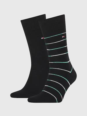 Black Tommy Hilfiger 2-Pack Stripe Men's Socks | TH703QRH