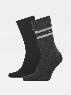 Black Tommy Hilfiger 2-Pack Stripe Neppy Men's Socks | TH095QNZ