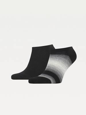 Black Tommy Hilfiger 2-Pack Stripe Trainer Men's Socks | TH573PIK