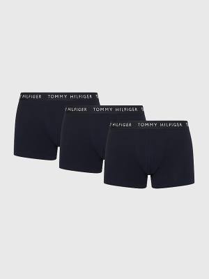 Black Tommy Hilfiger 3-Pack Logo Waistband Trunks Men's Underwear | TH817KJZ