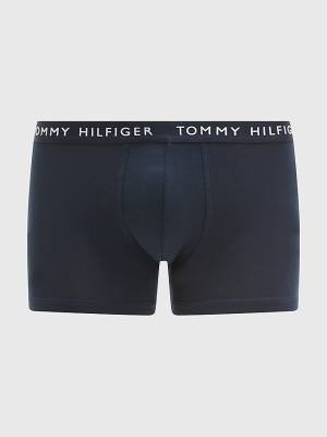 Black Tommy Hilfiger 3-Pack Logo Waistband Trunks Men's Underwear | TH863USI