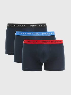 Black Tommy Hilfiger 3-Pack Repeat Logo Trunks Men's Underwear | TH160BQN