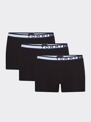 Black Tommy Hilfiger 3-Pack Statement Waistband Trunks Men's Underwear | TH984HGM