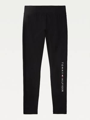 Black Tommy Hilfiger Adaptive Logo Women's Leggings | TH907RCV