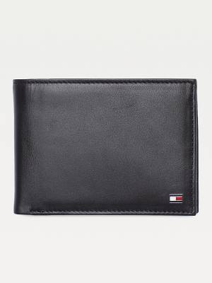 Black Tommy Hilfiger Bifold Leather Men's Wallets | TH312LIX