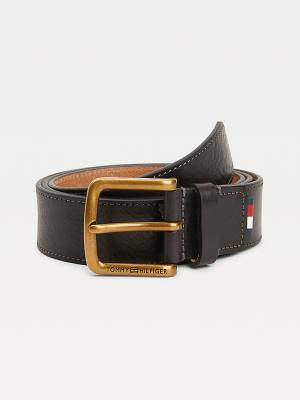 Black Tommy Hilfiger Casual Leather Men's Belts | TH519OGC