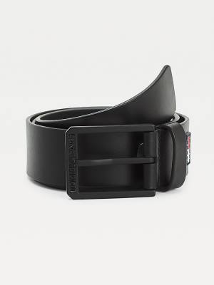 Black Tommy Hilfiger Casual Organic Leather Men's Belts | TH316SQR