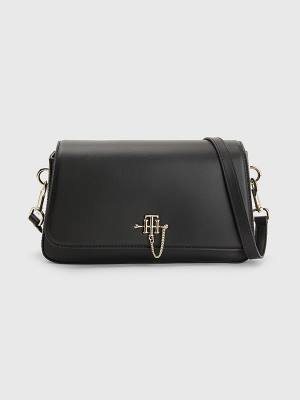 Black Tommy Hilfiger Chain Interlock Crossover Women's Bags | TH905AJD