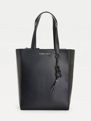 Black Tommy Hilfiger Charm Tote Women's Bags | TH185KJG