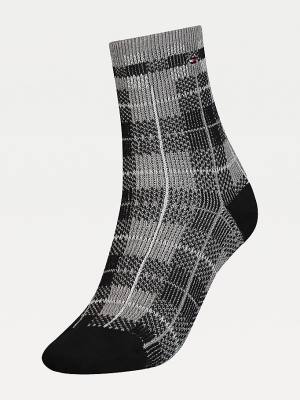 Black Tommy Hilfiger Check Short Women's Socks | TH743KMD