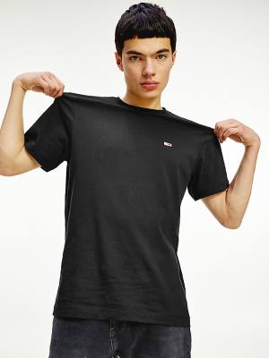 Black Tommy Hilfiger Classics Organic Cotton Men's T Shirts | TH987LMI