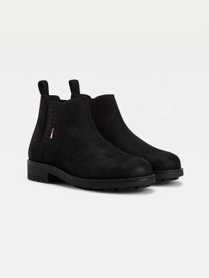 Black Tommy Hilfiger Classics Suede Cleat Chelsea Men's Boots | TH651OPY