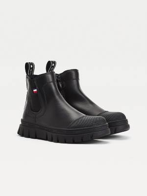 Black Tommy Hilfiger Cleat Chelsea Girls' Boots | TH240JUT